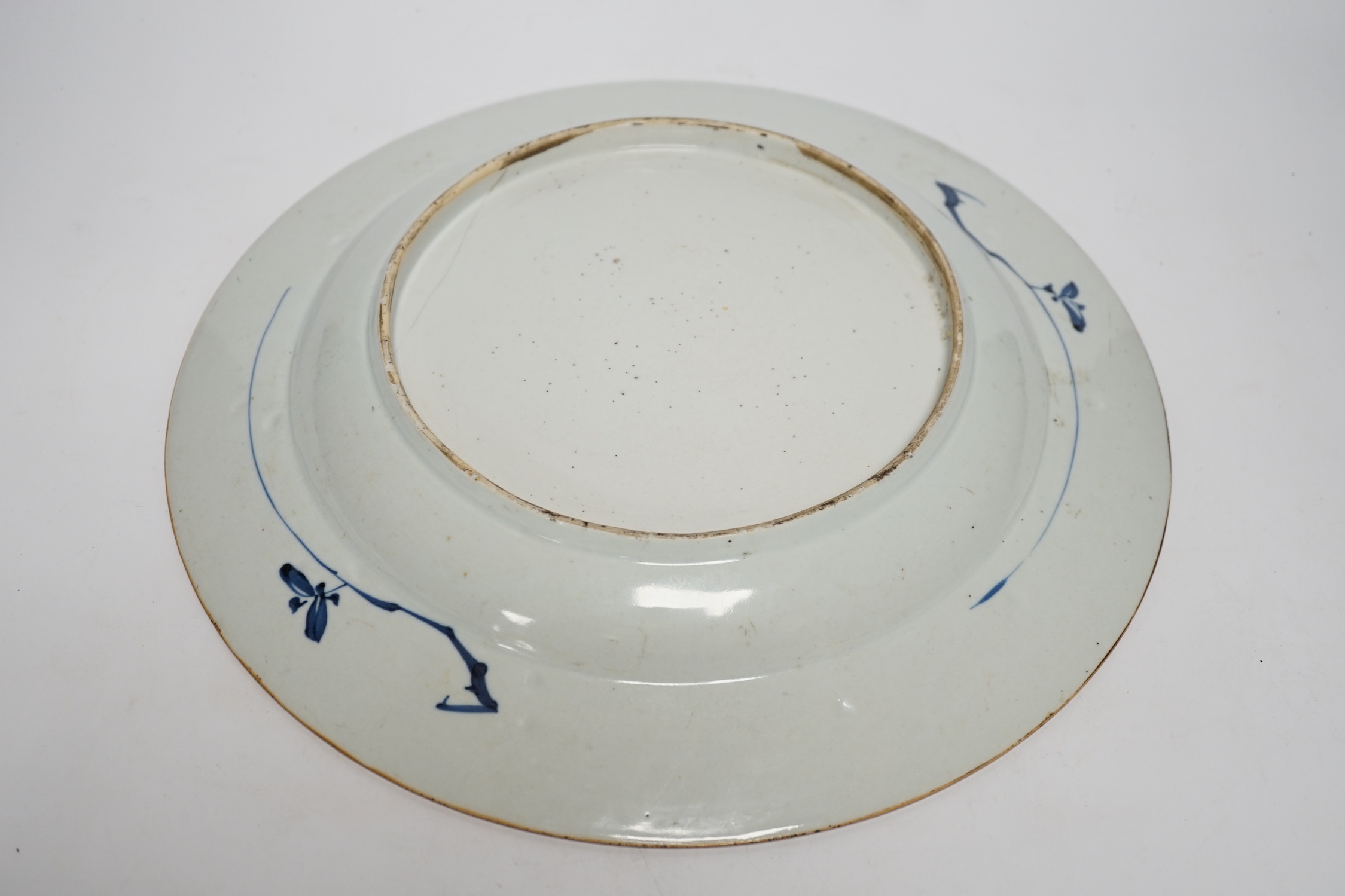 A Chinese blue and white dish, Yongzheng - Qianlong period, 35cm